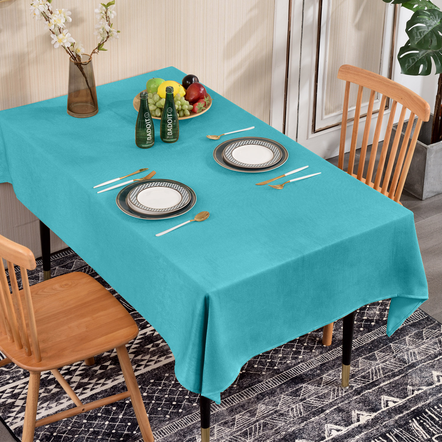 Rectangle Tablecloth Faux Linen Waterproof and Wrinkle Resistant Oblong Decorative Table Cloth for Kitchen Dining Party Buffet