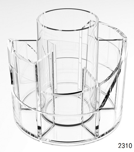 2层圆筒 Multi-functional Clear Acrylic Pen holder Pencil Holder Brush holder Trio round organizer