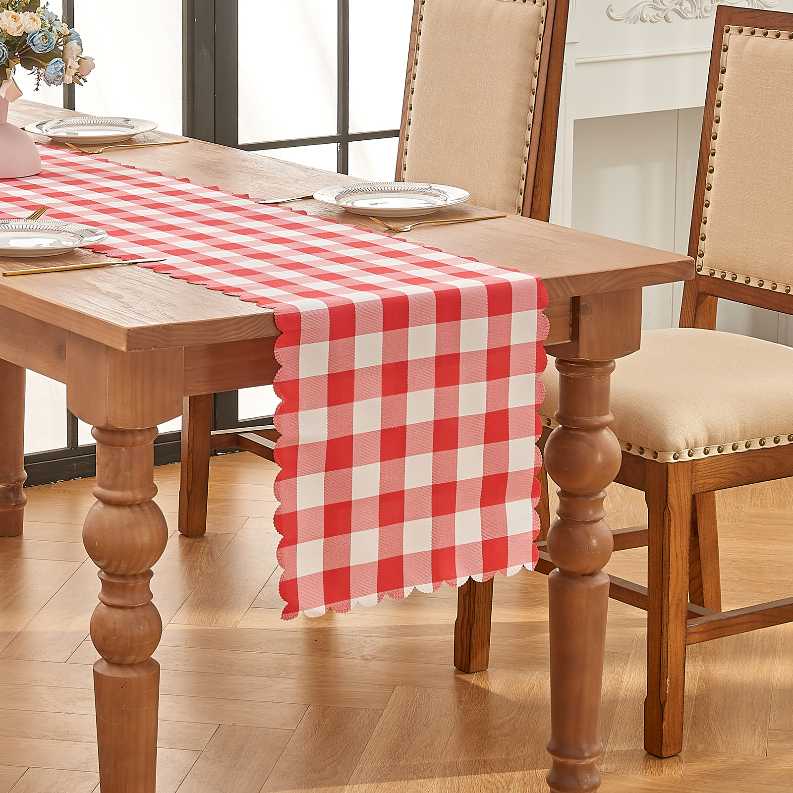 Buffalo Checkered Yarn Dye Table Runner Washable Gingham Plaid Table Runners for Easter, Kitchen, Holiday Dinner, Dining and Outdoor Picnic