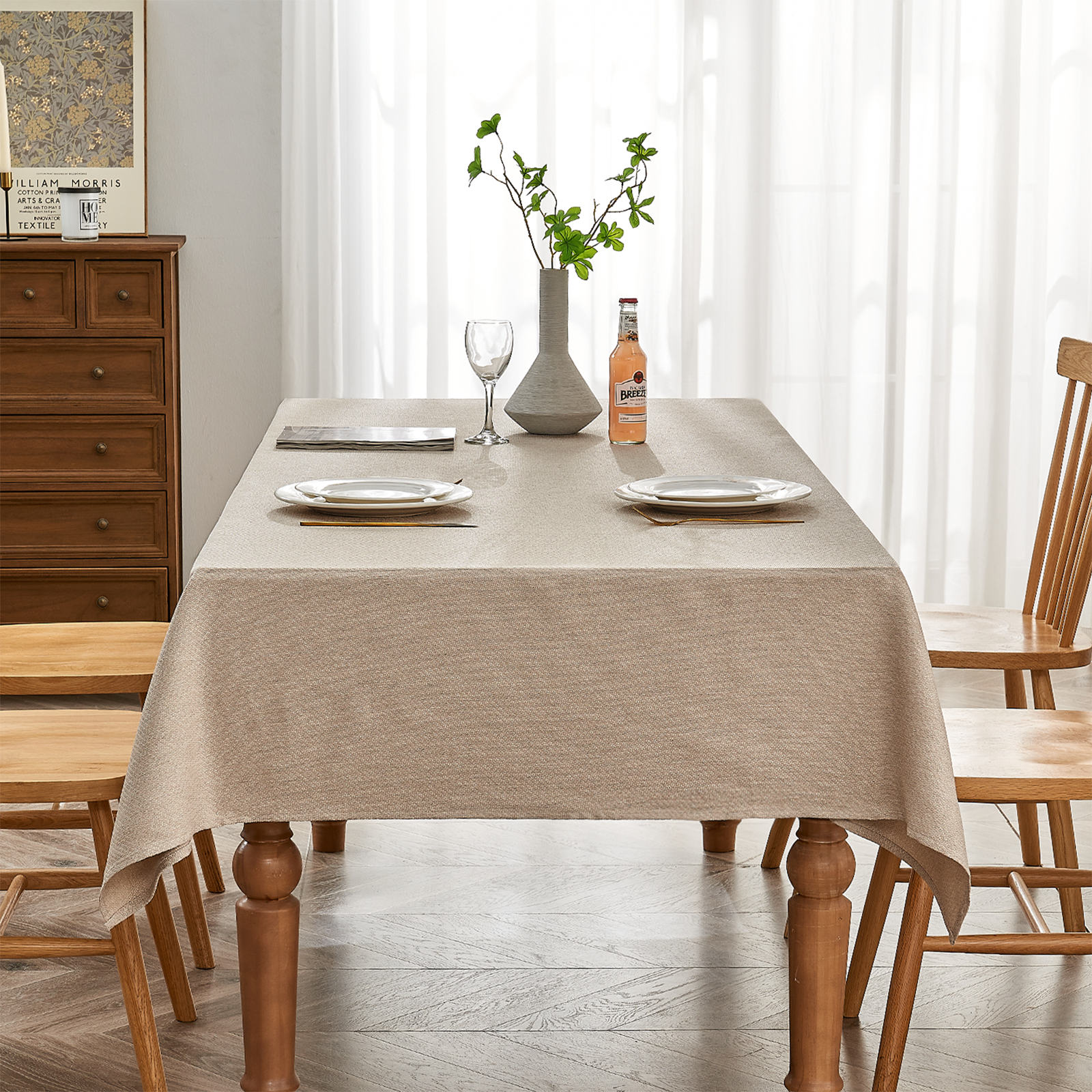 Rectangle Tablecloth Jacquard Style Water Resistant Table Cover for Dining Kitchen Cafe Parties Easter Spring Summer and Outdoor Use