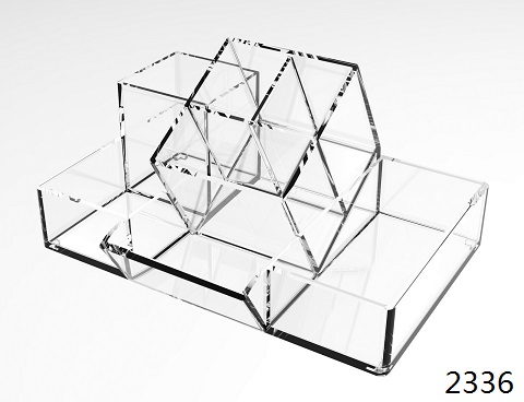 斜笔筒盘 Clear Office Stationery Storage Organizer 100% Acrylic Desktop Organizer