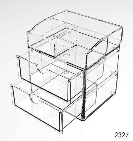 二抽方筒 Multi-functional Clear Acrylic Desktop Organizer with two drawers