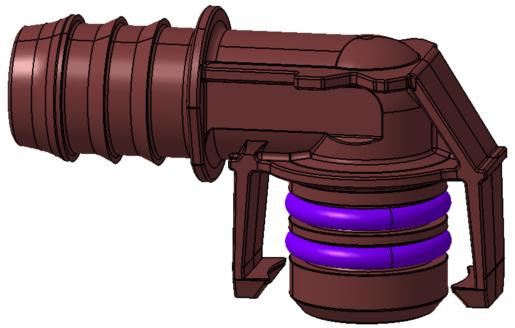 塑料连接件 - 接头Low profile 2 oring- connector NW12-90°
