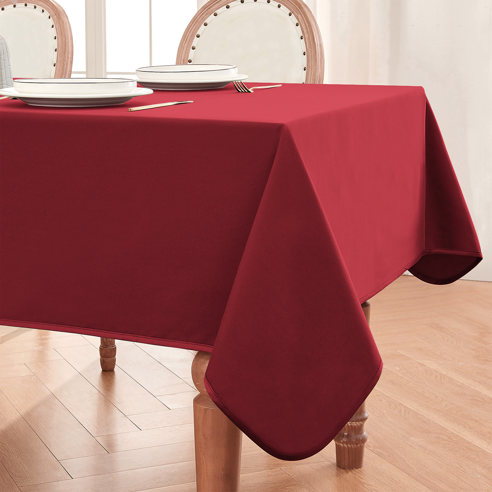 Rectangle Tablecloth Waterproof Table Cover Fuzzy Linen and Satin Double-Sided Usable Table Cloth for Dining, Kitchen, Cafe, Parties and Outdoor Use