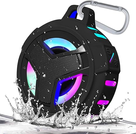 EBODA Bluetooth Shower Speaker, Waterproof Portable Speakers IPX7 Floating, True Wireless Stereo BT 5.0 Speaker with Bass, 2000mAh LED Light for Shower, Pool, Beach, Gifts for Women- Red