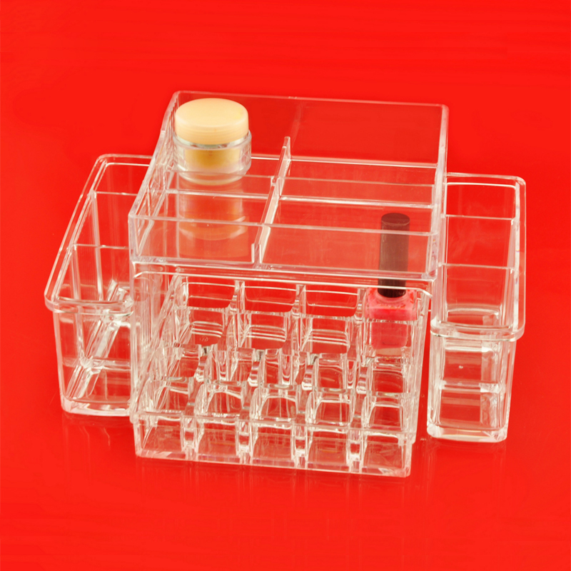 门型盘+小方格盘 Clear Acrylic Cosmetic Organizer w/Lipstick & Nail polish holder