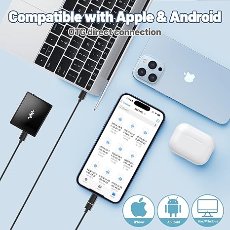 128GB Digital Voice Recorder, Double Sides Magnetic Recording Device, Voice Activated Recorder, 50 Hours Continuous Work Voice Recorder, with MP3 Form, Audio Recorder for Lectures, Meetings, Intervie