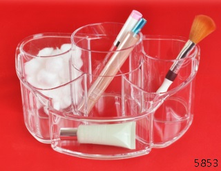 新半圆盘 Transparent Cosmetic Storage Tray Acrylic Vanity Makeup Hair Care Organizer