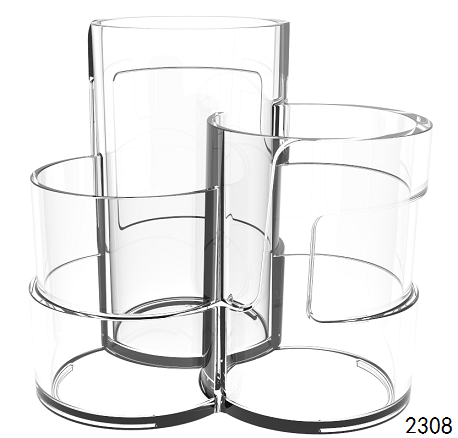 3圆筒笔筒 Multi-functional Clear Acrylic Pen holder Pencil Holder Brush holder Trio Round Holder