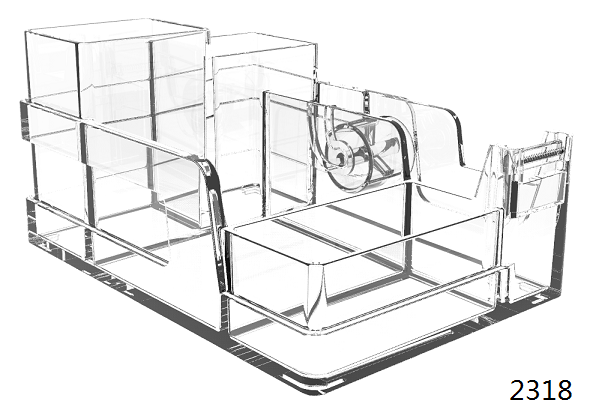 小胶布台盘 Multi-functional Transparent Acrylic Office statonery organizer tray Tape Dispenser Tape Organizer
