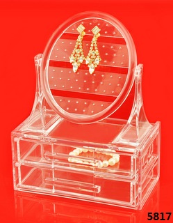 双扁抽耳环座 Simple Fashionable Earing Holder with 2 Drawers Chest of Drawer with vanity mirror dresser