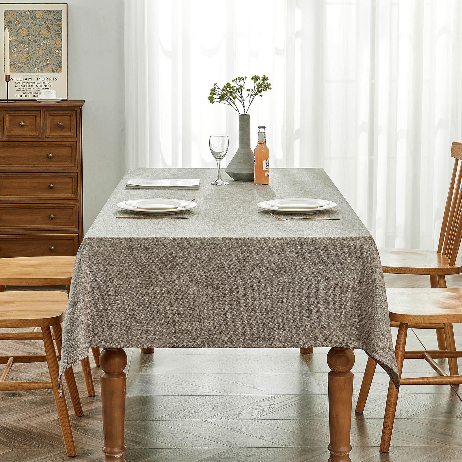 Rectangle Tablecloth Jacquard Style Water Resistant Table Cover for Dining Kitchen Cafe Parties Easter Spring Summer and Outdoor Use