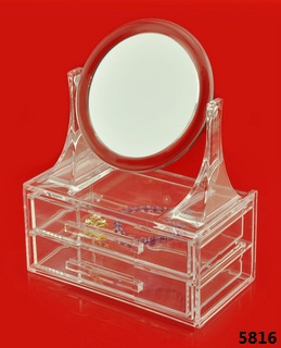 双扁抽圆镜座 Simple Fashionable Round Mirror with 2 Drawers Chest of Drawer with vanity mirror dresser