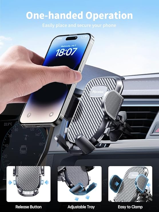 Nycetek 2024 Upgraded Car Phone Holder Vent [Military-Grade Clip] Phone Mount for Car, 360° Rotation, Universal Cell Phone Car Mount Fits for iPhone 15 14 13 Pro Max Samsung Galaxy S24 S23 & All
