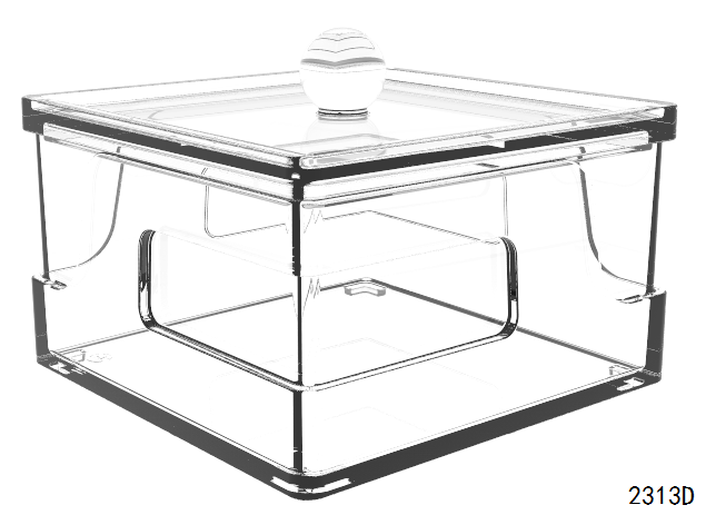 小方盘+盖+球 Multi-functional Clear Acrylic Pen holder Pencil Holder Brush holder Square tray with cover