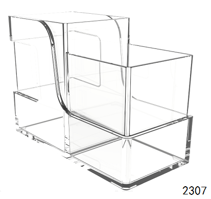 2方筒 Multi-functional Clear Acrylic Pen holder Pencil Holder Brush holder Dual Square Holder