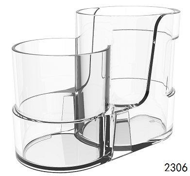 2圆筒笔筒 Multi-functional Clear Acrylic Pen holder Pencil Holder Brush holder Dual Round Holder