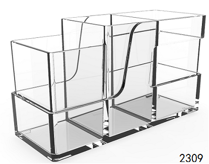 3方筒 Multi-functional Clear Acrylic Pen holder Pencil Holder Brush holder Trio Square Holder
