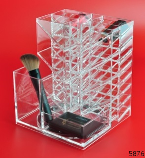 旋转大方斜插筒 Rotating Transparent Cosmetic Storage Tray Acrylic Vanity Makeup Organizer with Lipstick storage
