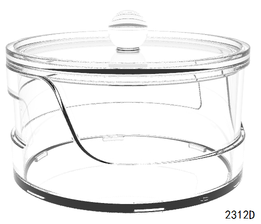 小圆盘+盖+球 Multi-functional Clear Acrylic cotton swab holder Brush holder Round tray with lid