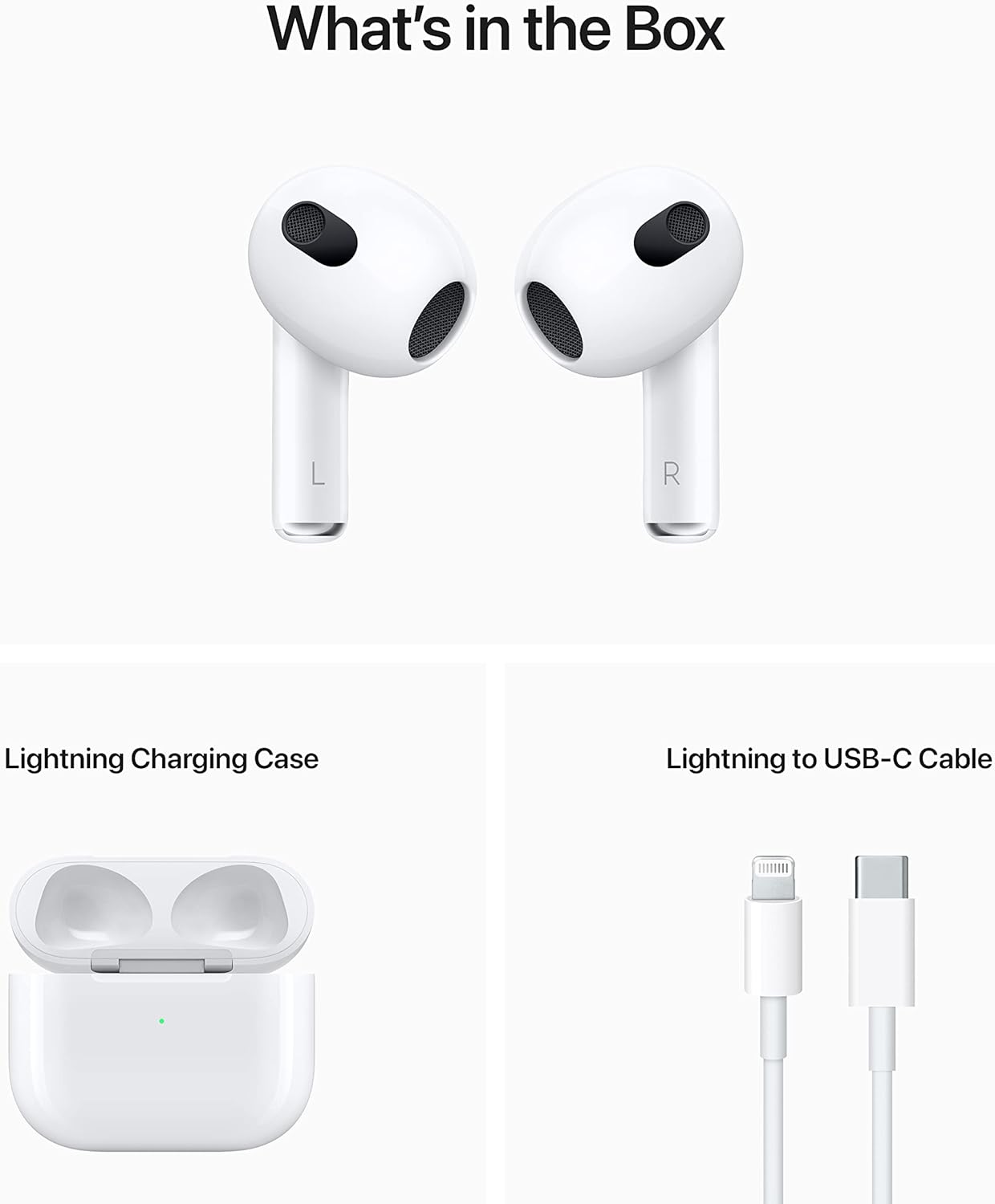 AirPods (3rd Generation) Wireless Ear Buds, Bluetooth Headphones, Personalized Spatial Audio, Sweat and Water Resistant, Lightning Charging Case Included, Up to 30 Hours of Battery Life