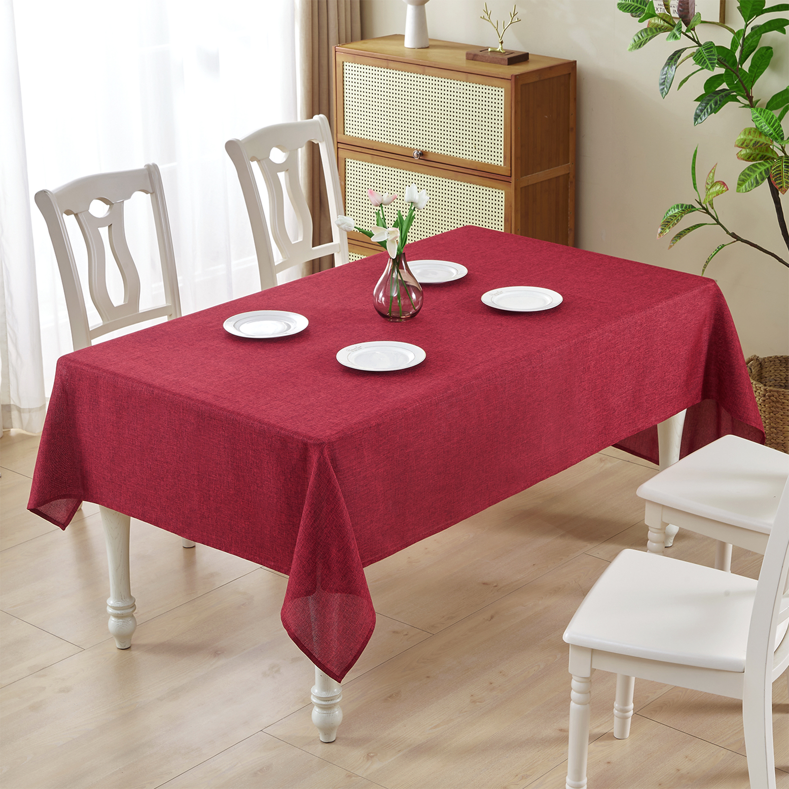 ectangle Tablecloth Faux Linen Table Cover Washable Table Cloth for Dining Parties Wedding Kitchen Restaurant