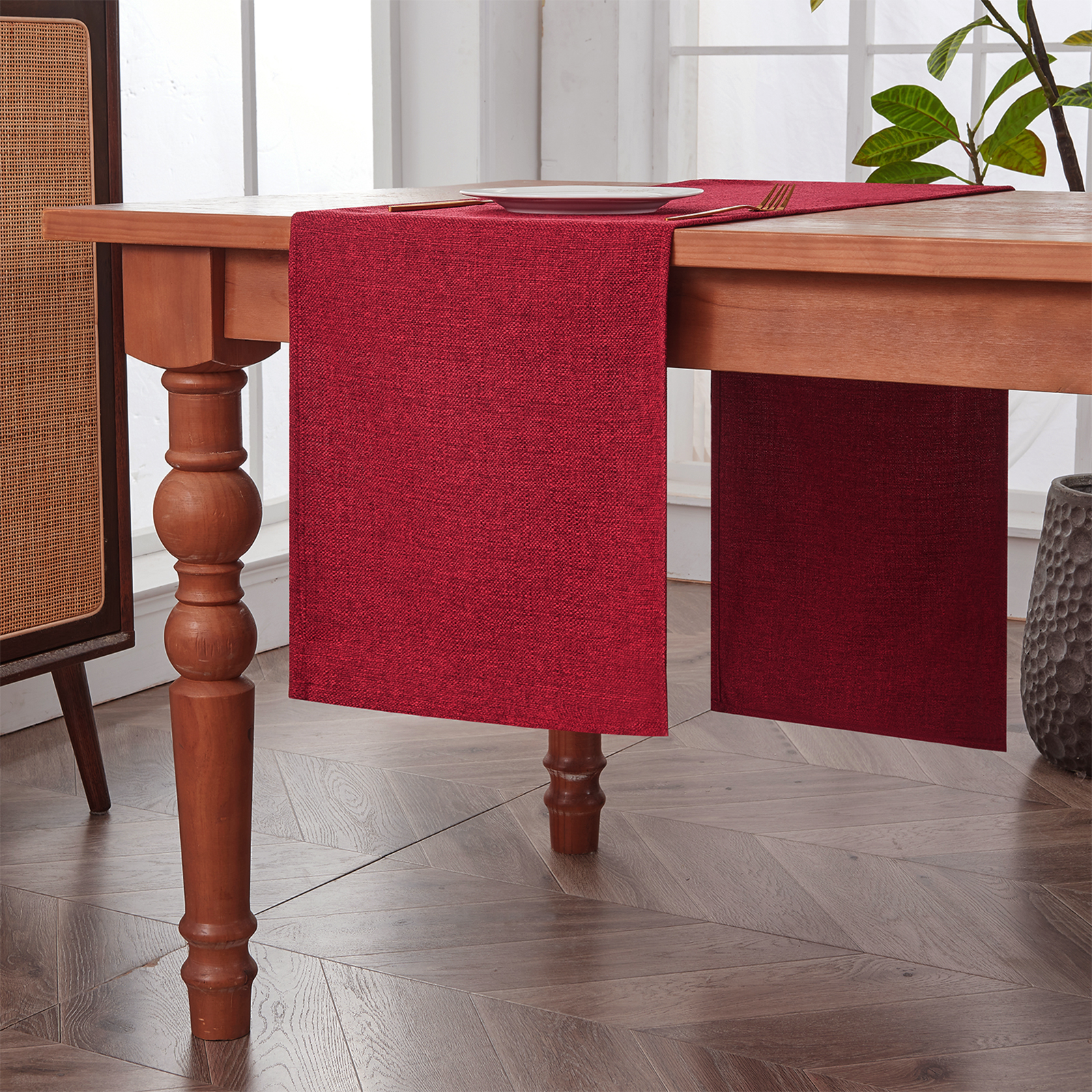 Linen Style Table Runner Waterproof Washable Rectangle Table Runners for Kitchen Coffee Dresser Scarf Thanksgiving Christmas Wedding Home Outdoor Use